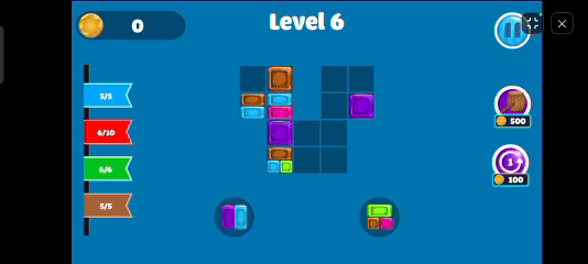 Using the Broom power-up to completely clear a block from the board
