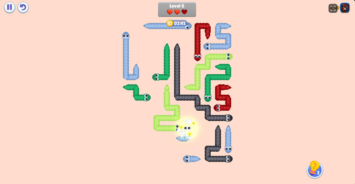 Collision warning showing what happens when choosing a blocked path in Snake Frenzy